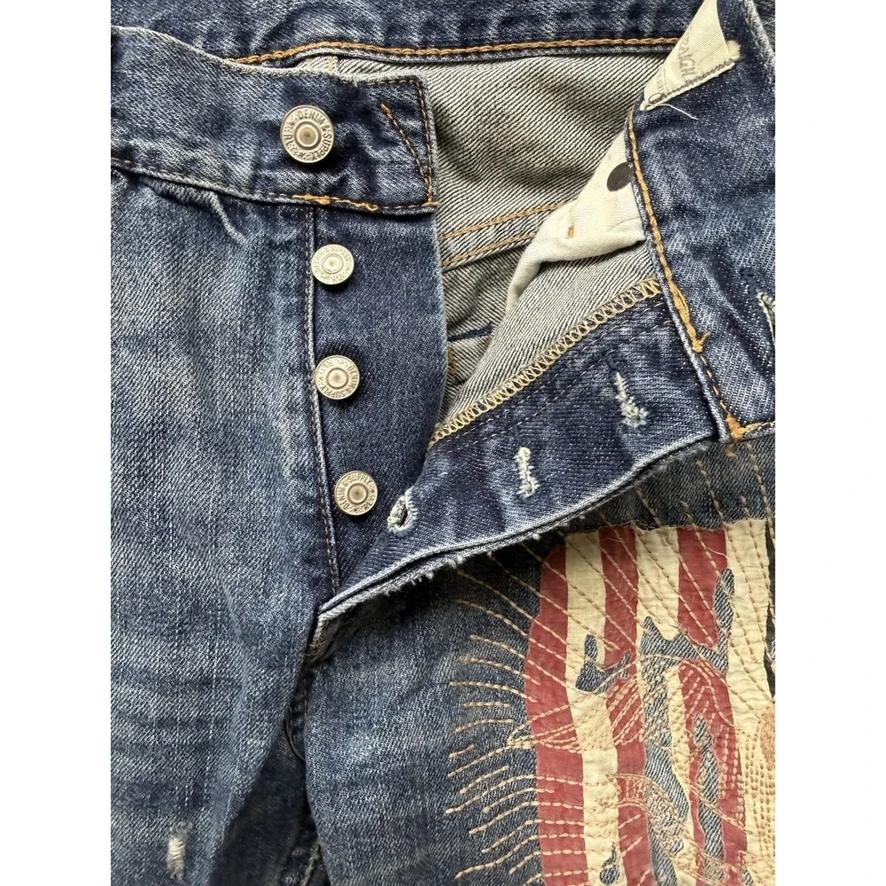 Denim & Supply Ralph Lauren Jeans 31x32 USA Flag Eagle Distressed Slim Vintage - Picture 3 of 16